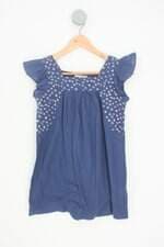 vestido richards kids azul com bordado e pregas