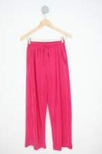calça kaya de tecido feminina rosa com aplique e meio forro