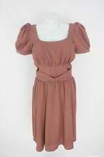 vestido toda frida feminino marrom com forro