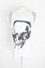 blusa Blue Steel feminina branca com aplique e recortes