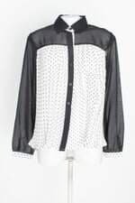 camisa barreds feminina estampada  com barra mullet e plissado