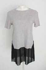 blusa zara feminina cinza e preta com recortes