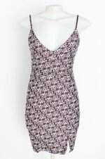 vestido labellamafia feminino estampado com corrente e fenda