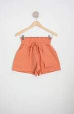 shorts mundalua feminino laranja com cós com elástico