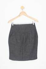 saia feminina cinza com com forro e fenda