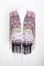 kimono feminino estampado com franja