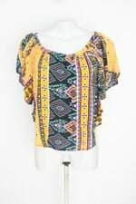 blusa feminina estampada com franzido