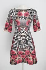 vestido lanca perfume feminino estampado com aplique