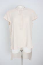 blusa claudia dumont feminina bege com barra mullet