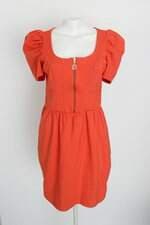 vestido Maria Filó feminino laranja com pregas e nervura