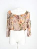 blusa cropped C&A feminina estampada com jabô