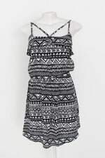 Vestido aquamar feminino preto e branco com babado