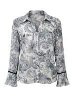 camisa canal feminina estampada com transparência