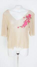 blusa renner feminina dourada com bordado e transparência