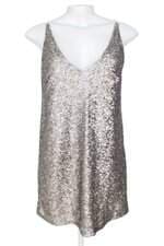 vestido Canal feminino prata com forro