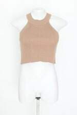 regata croped em tricot  feminina marrom