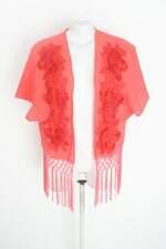 kimono arte miss feminino laranja com bordado e franja