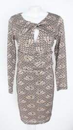 vestido carol bassi feminino estampado com aplique e faixa na cintura