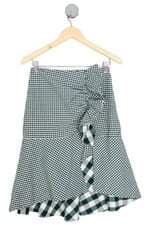 saia Zara feminina verde xadrez com babado