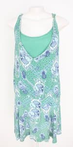 vestido luigibertolli feminino verde estampado com sobreposto
