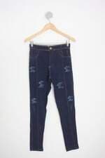 calça jeans elegance feminina azul com recortes