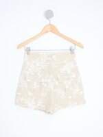 shorts bobo feminino bege com bordado