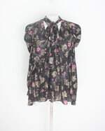 blusa zara feminina preta floral