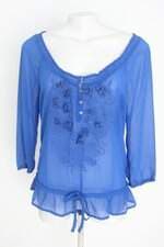 blusa manga longa hollister feminina azul com aplique e bordado