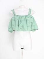 regata cropped  zara feminino verde com franzido