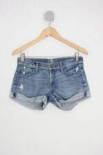 shorts jeans seven for all mankind feminino azul com barra italiana