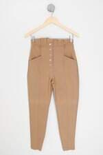 calça de tecido amaro feminina bege