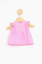 vestido renner kids rosa com bordado e pregas