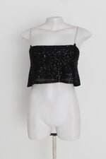 top cropped feminino preto com paetê