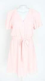 vestido H&m feminino rosa com faixa na cintura e forro