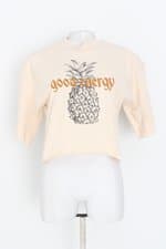 camiseta cropped angel feminina bege com bordado