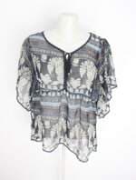 blusa feminina estampada com bordado e transparência