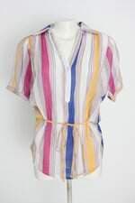 blusa feminino listrada com faixa na cintura