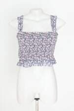cropped ch trendy feminino  estampado com franzido