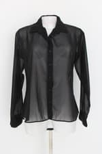 camisa urban & co feminina preta com silk e transparência