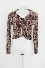 cropped manga longa rebellious dreamer feminino estampado com fenda e franzido