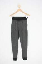 calça de tecido wanderlust juvenil preta com brilho e cós com elástico