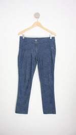 calça de tecido feminina azul