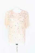 blusa zara feminina bege com bordado e paetê