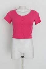 blusa cropped básicos feminina rosa com aplique