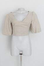 blusa tvz feminina bege com recortes
