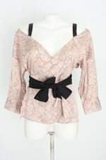 blusa zinzane feminina estampada com faixa na cintura e sobreposição