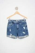 shorts jeans malwee feminino azul com barra italiana
