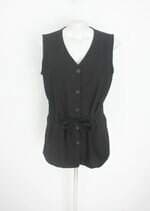 blusa canda feminina preta com faixa na cintura