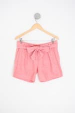 shorts C&A feminino rosa com faixa na cintura