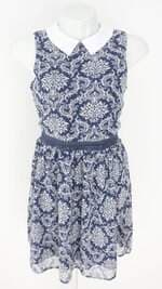 vestido blue vanilla feminino azul estampado com forro